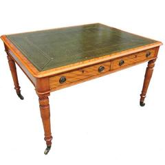 Georgian Period Birchwood Leather Top Desk or Writing Table, British, circa 1830