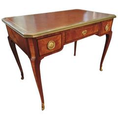 French Louis-Philippe Mahogany and Bronze Mounted Leather Top Desk, Bronze Trim