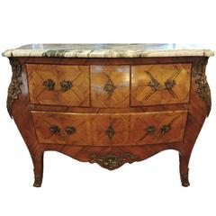 Italian Four-Drawer Marble-Top and Bronze-Mounted Commode, circa 1920