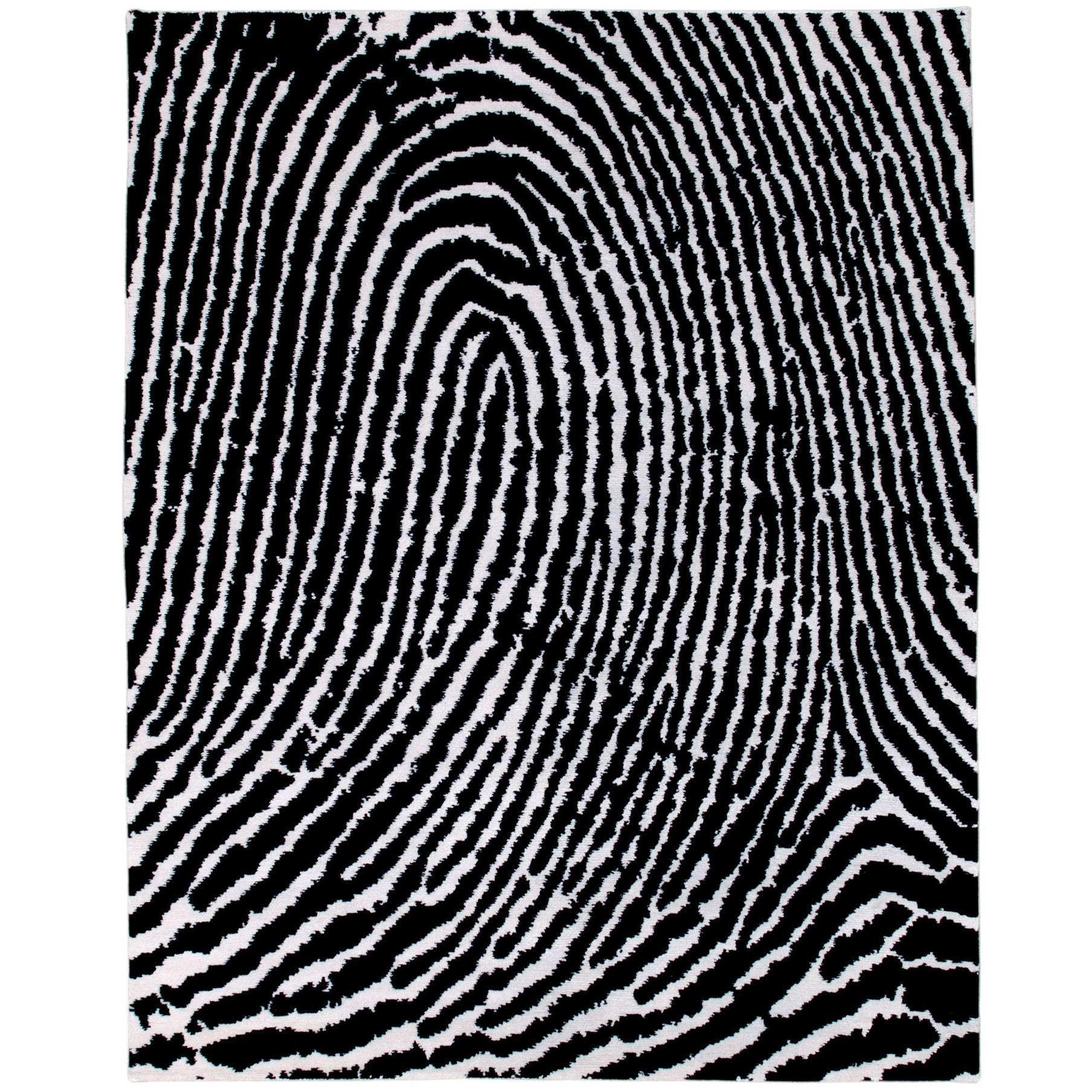 Graphic Modern 'Thumbprint' Silk Rug