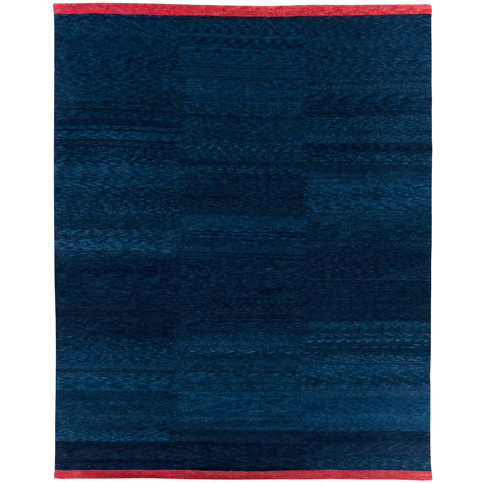 Natural Indigo Ombre Wool Rug at 1stDibs
