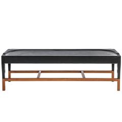 Cassius Bench in Molded Black Leather and White Oak Base 2
