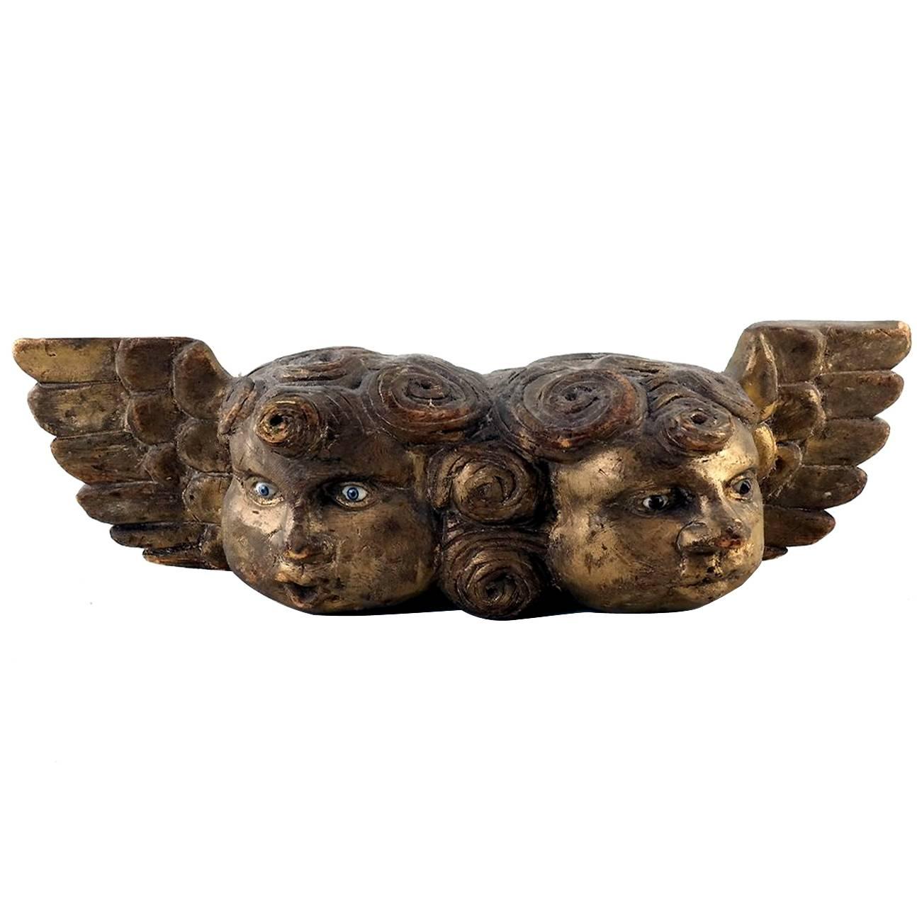 Antique Spanish Colonial Cupid Wall Sculpture For Sale