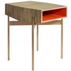 Holyfield Side or End Table with Bronze Base and Straw Marquetry Top 9