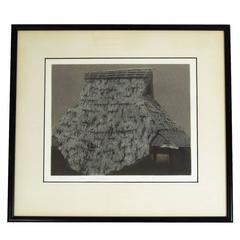 Retro "Straw Thatching" 1971 Aquatint Etching by Tanaka Ryohei