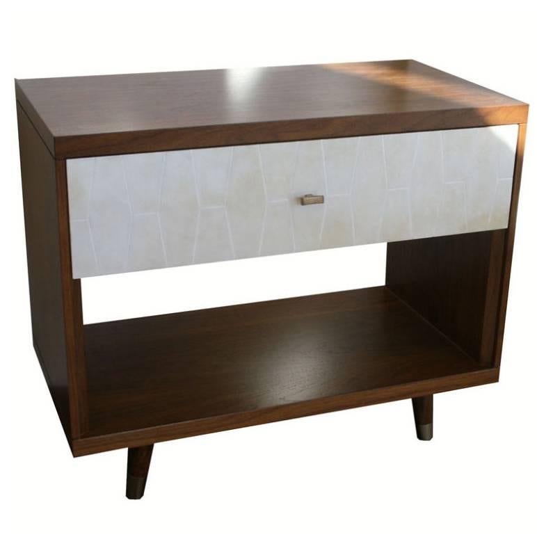 Francois Walnut and Parchment Nightstands For Sale