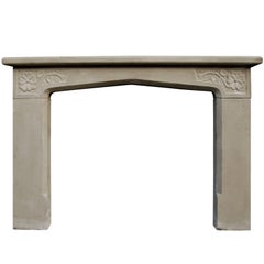 20th Century Limestone English Fireplace in the Tudor Manner