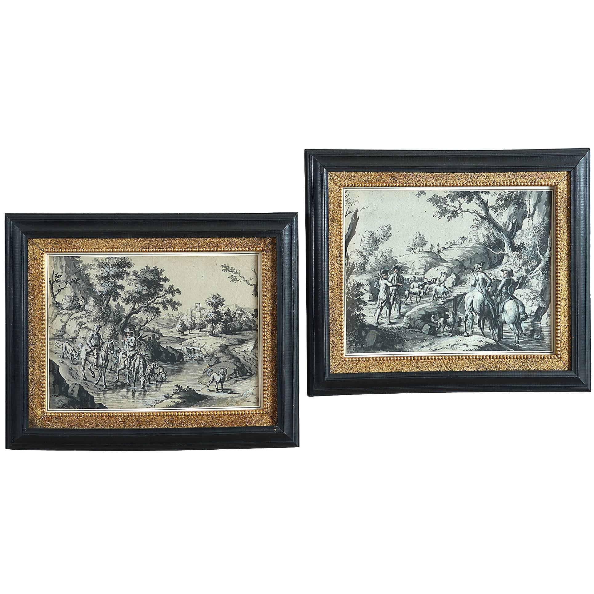 Two 18th Century Pen and Ink Landscape Drawings