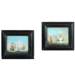 18th Century Pair of Maritime Gouaches