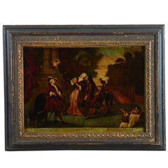 18th Century Reverse Glass Print, "The Kiss Return'd"