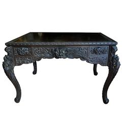 Antique 19th Century Japanese Carved Writing Desk