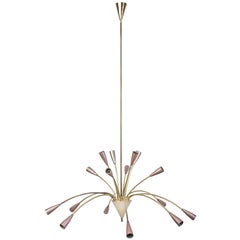 Spectacular 1950s Sixteen-Arm Sputnik Spider Chandelier