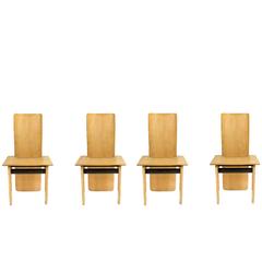 Set of Four Dining Chairs Designed in 1974 for Gavina Italy by Carlo Scarpa