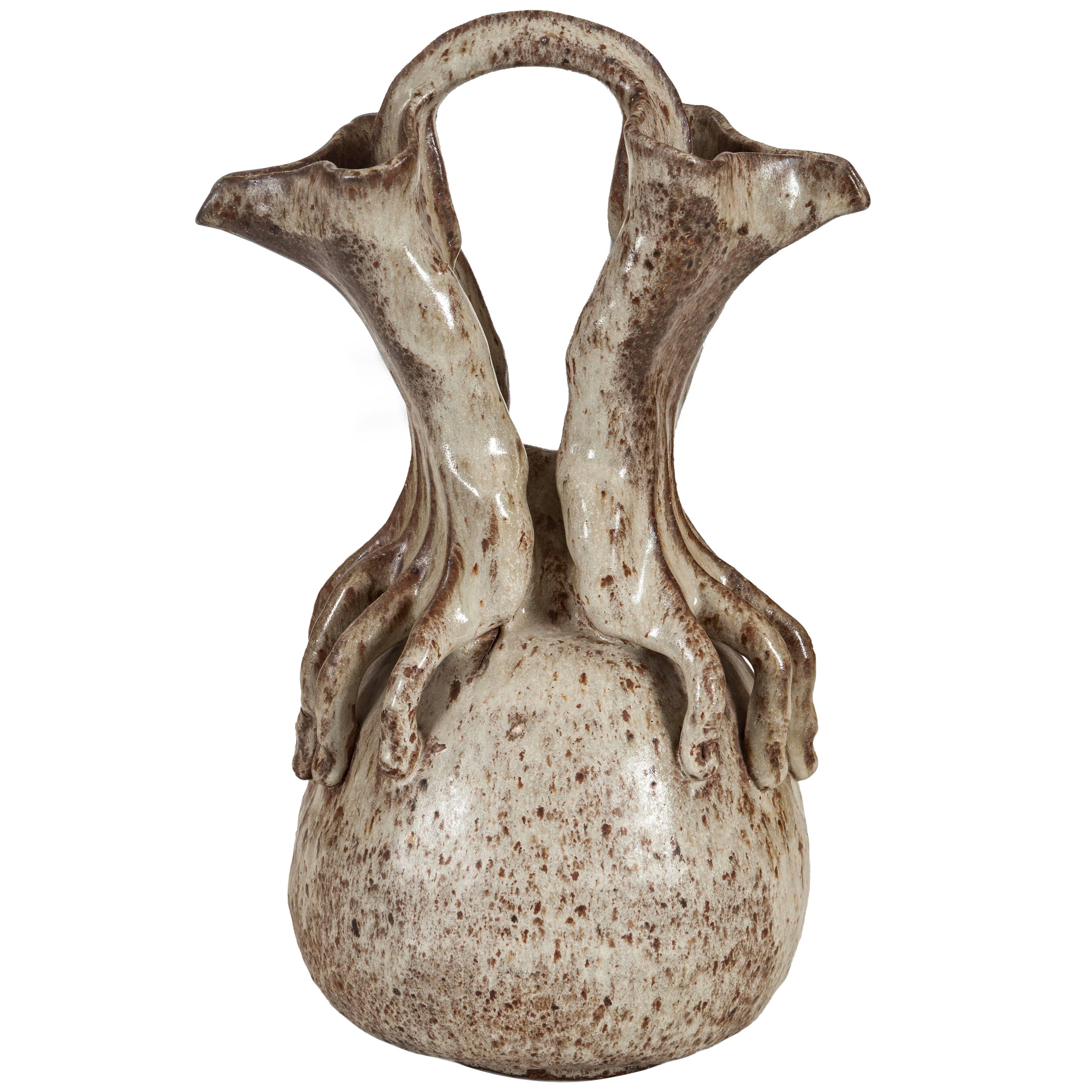 A Glazed Stoneware Anthropomorphic Vase / Pitcher