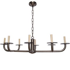 Retro Pair of Horizontal Metal Chandeliers