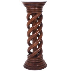Antique 19th Century Large Spiral Carved Mahogany Pedestal