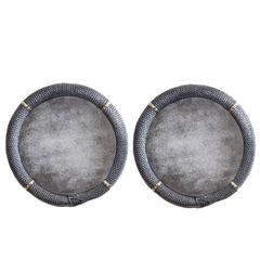 Pair of Polished Cast Iron Ouroboros Snake Mirrors 4