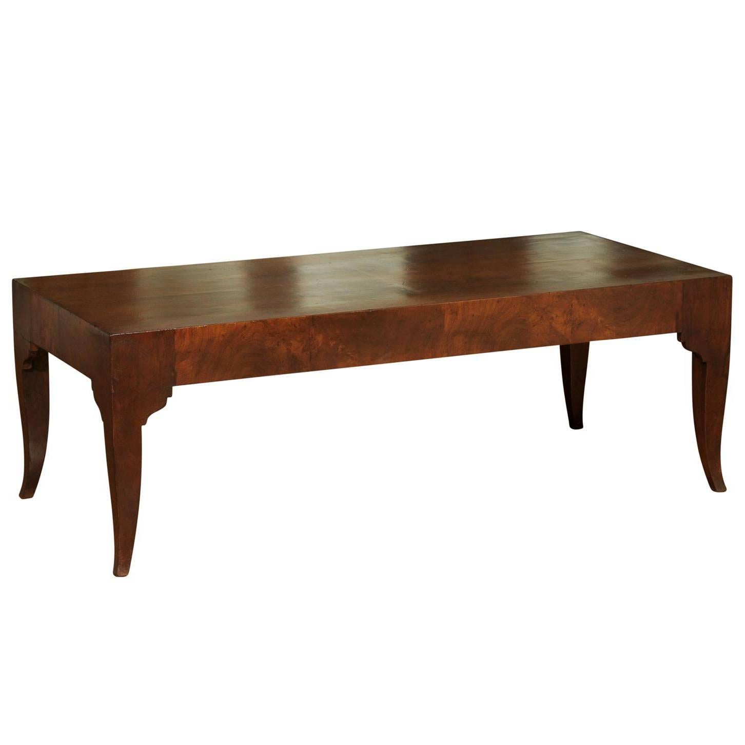 Stunning Restored Vintage Coffee Table in Bookmatched Walnut For Sale