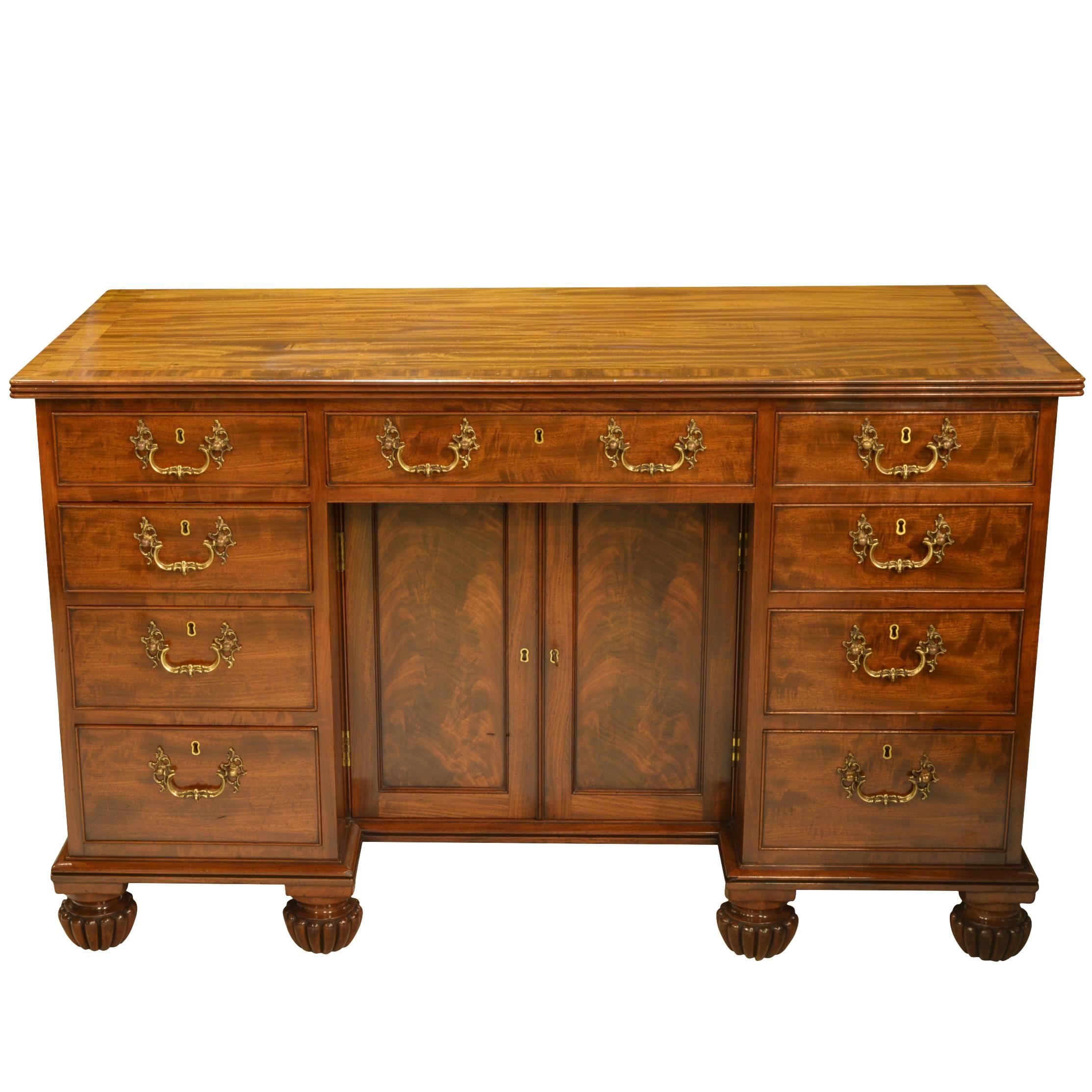 George III Kneehole Mahogany Desk For Sale