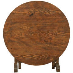 A French Wine Tasting Table of Medium Size with Nice Wood Grain and Round Shape