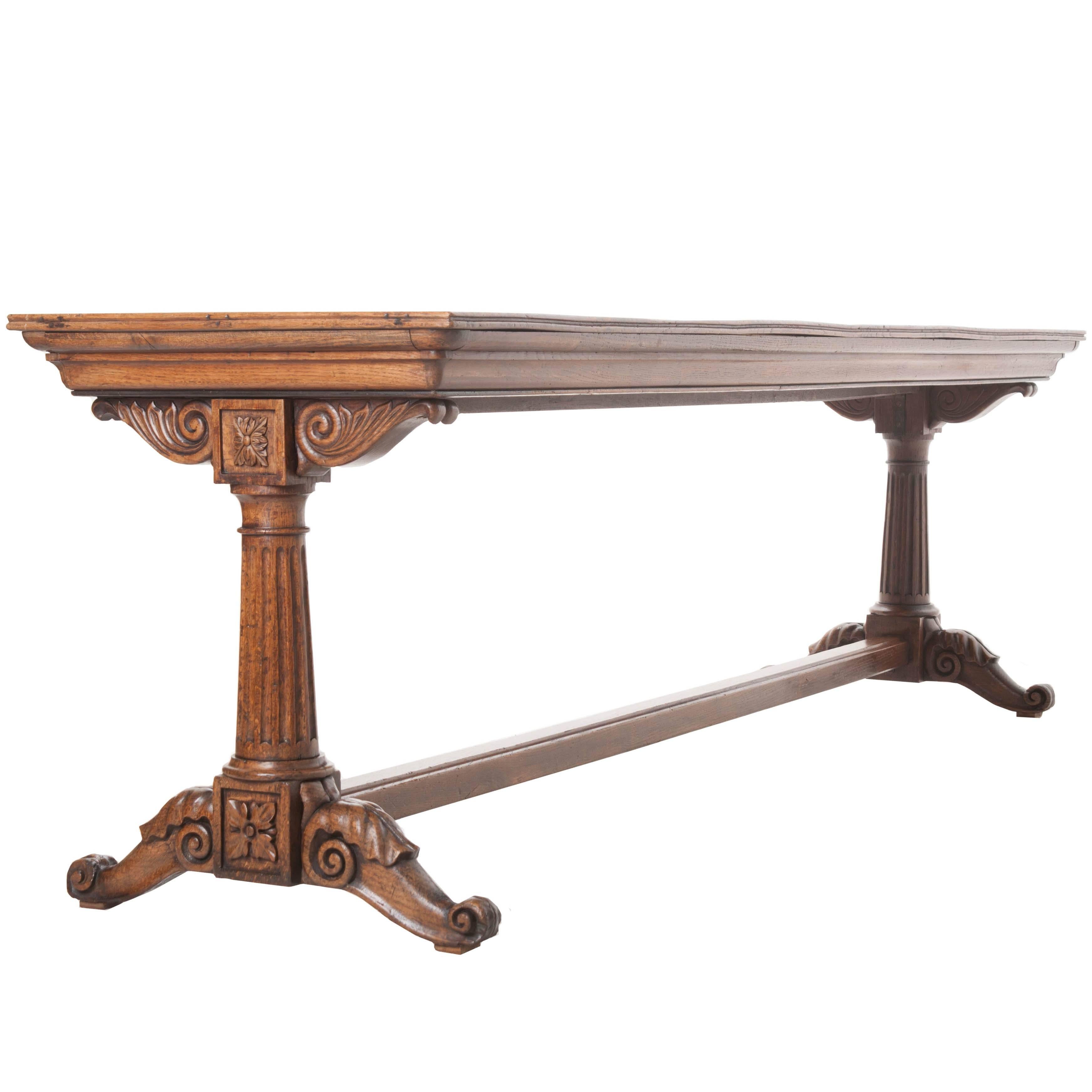 French Early 19th Century Oak Trestle Table