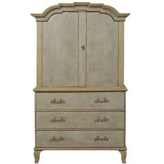 A Swedish Period Rococo 18th Century Painted Wood Linen Press Cabinet 8
