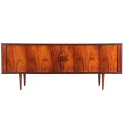 Svend A. Larsen Rosewood Tambour Door Credenza for Faarup Møbelfabrik