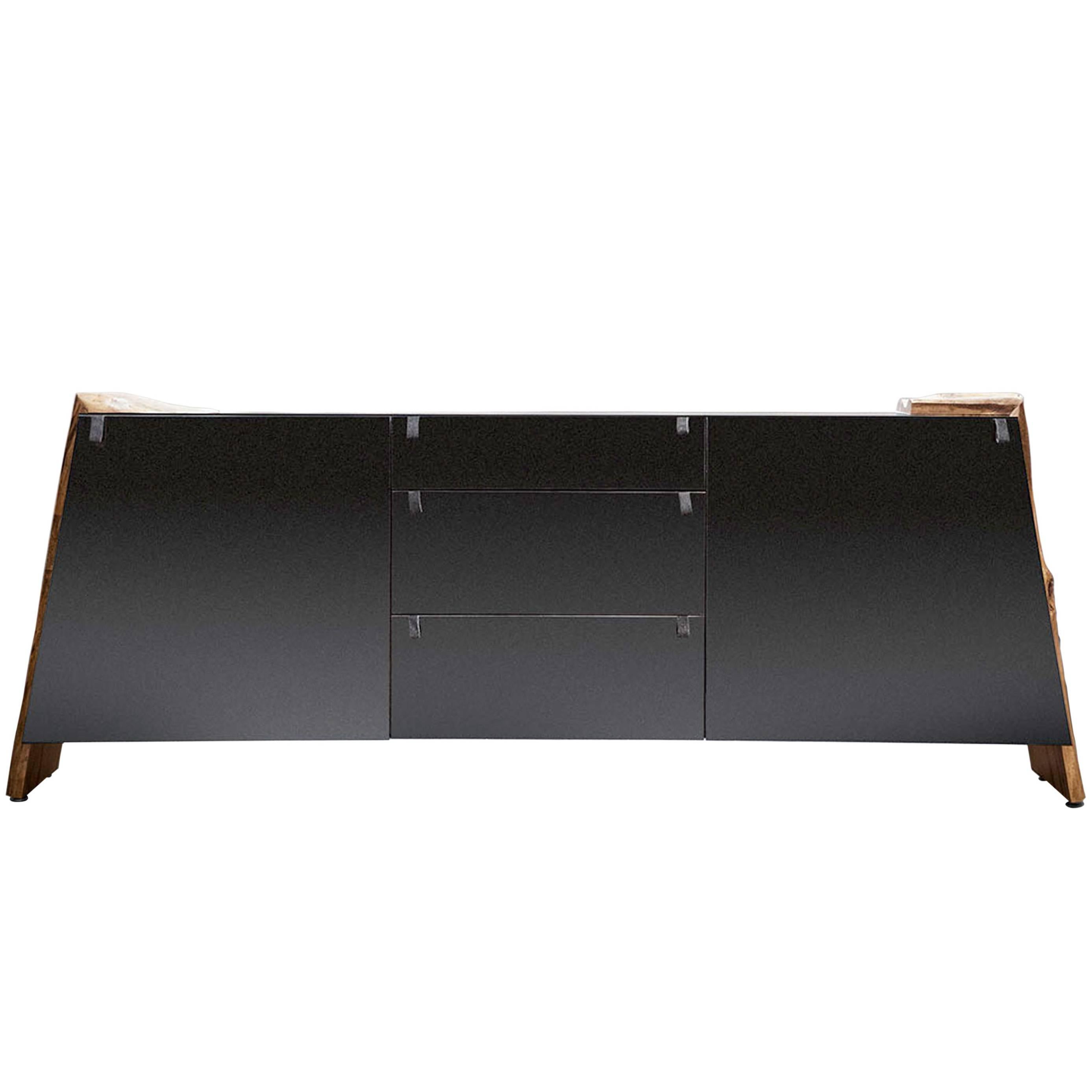 Sentient Luxor Credenza featuring Live Edge with Leather Pulls For Sale