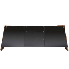 Sentient Luxor Credenza featuring Live Edge with Leather Pulls