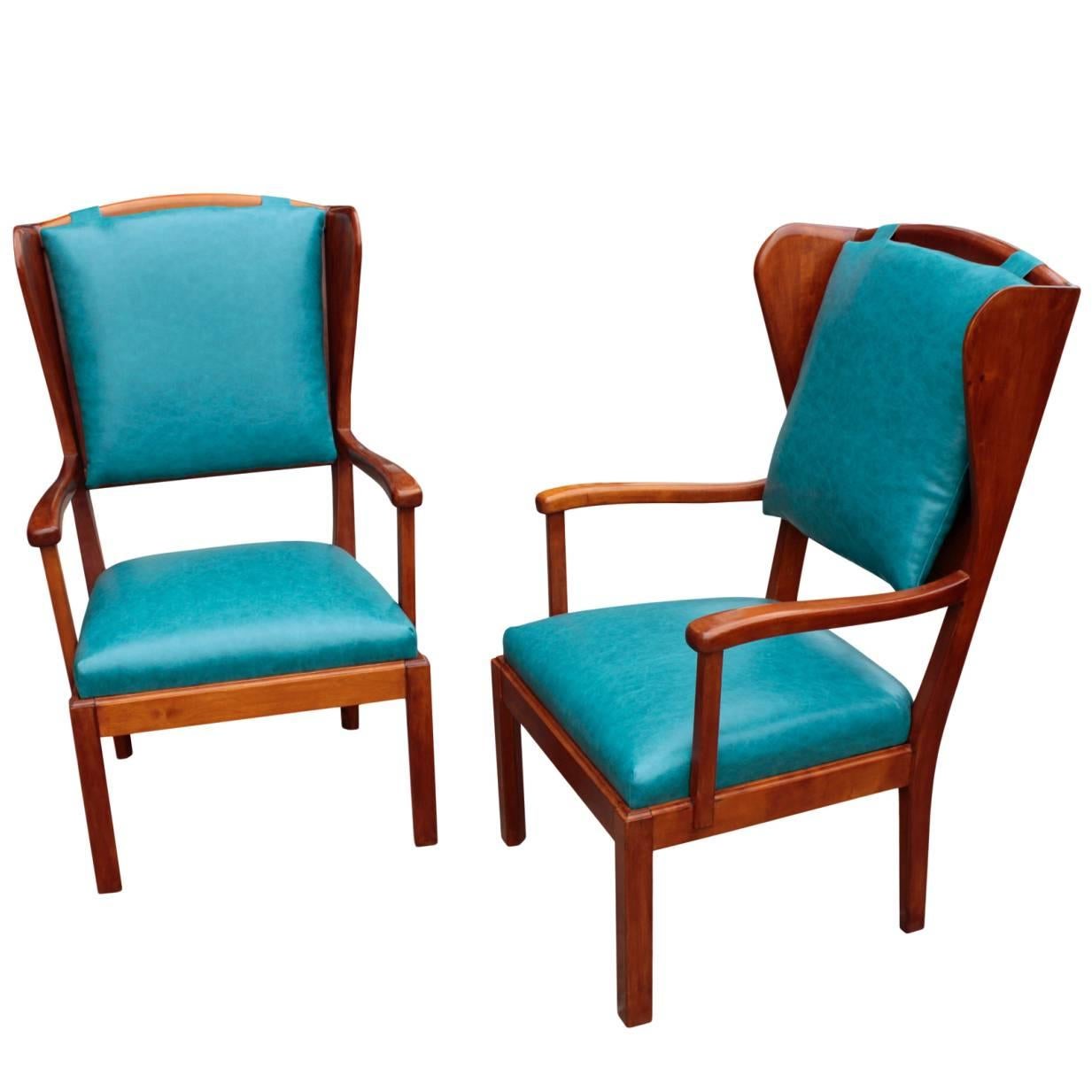 Pair of Swedish Functionalism Wingback Armchairs For Sale