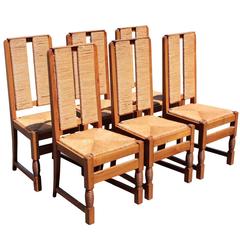 French Basque 1940's Set of Six Side Chairs by Victor Courtray