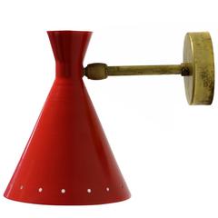 1 of 16 Beautiful Adjustable Italian Metal Sconces, Brass, Diabolo Style