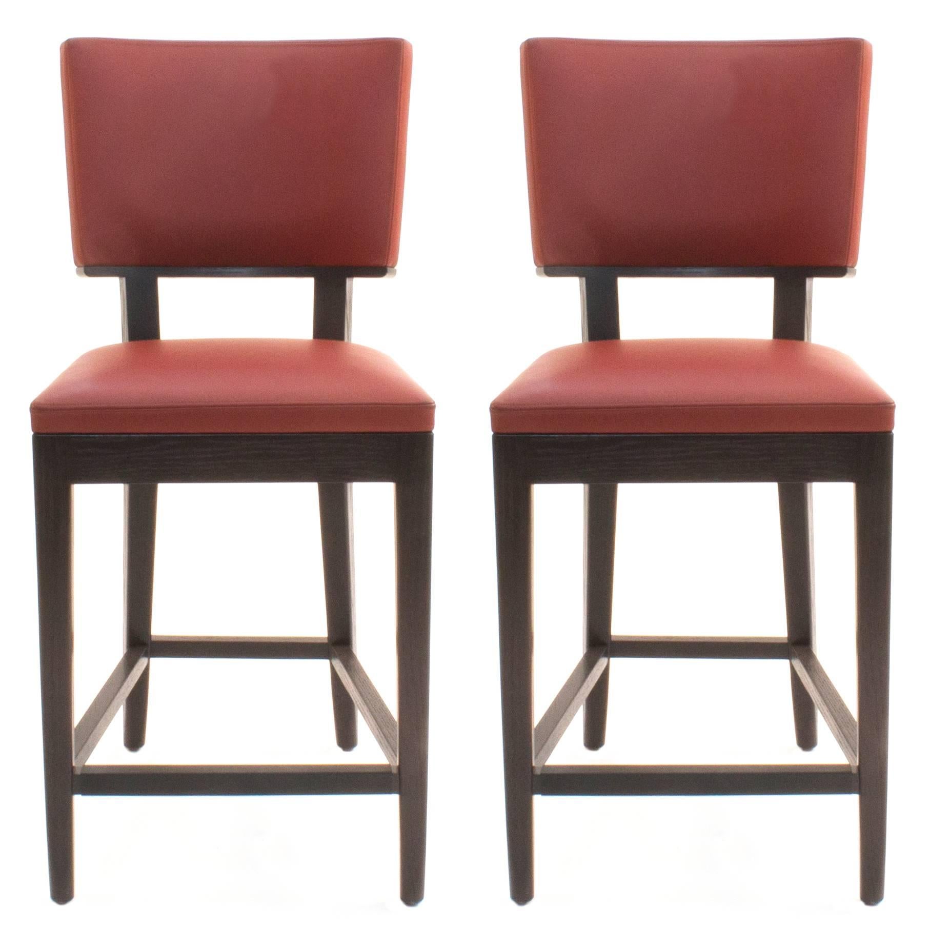 Red Leather Harry's Counter Stools by Christian Liaigre, France For Sale