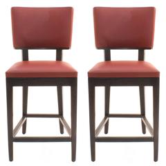 Red Leather Harry's Counter Stools by Christian Liaigre, France