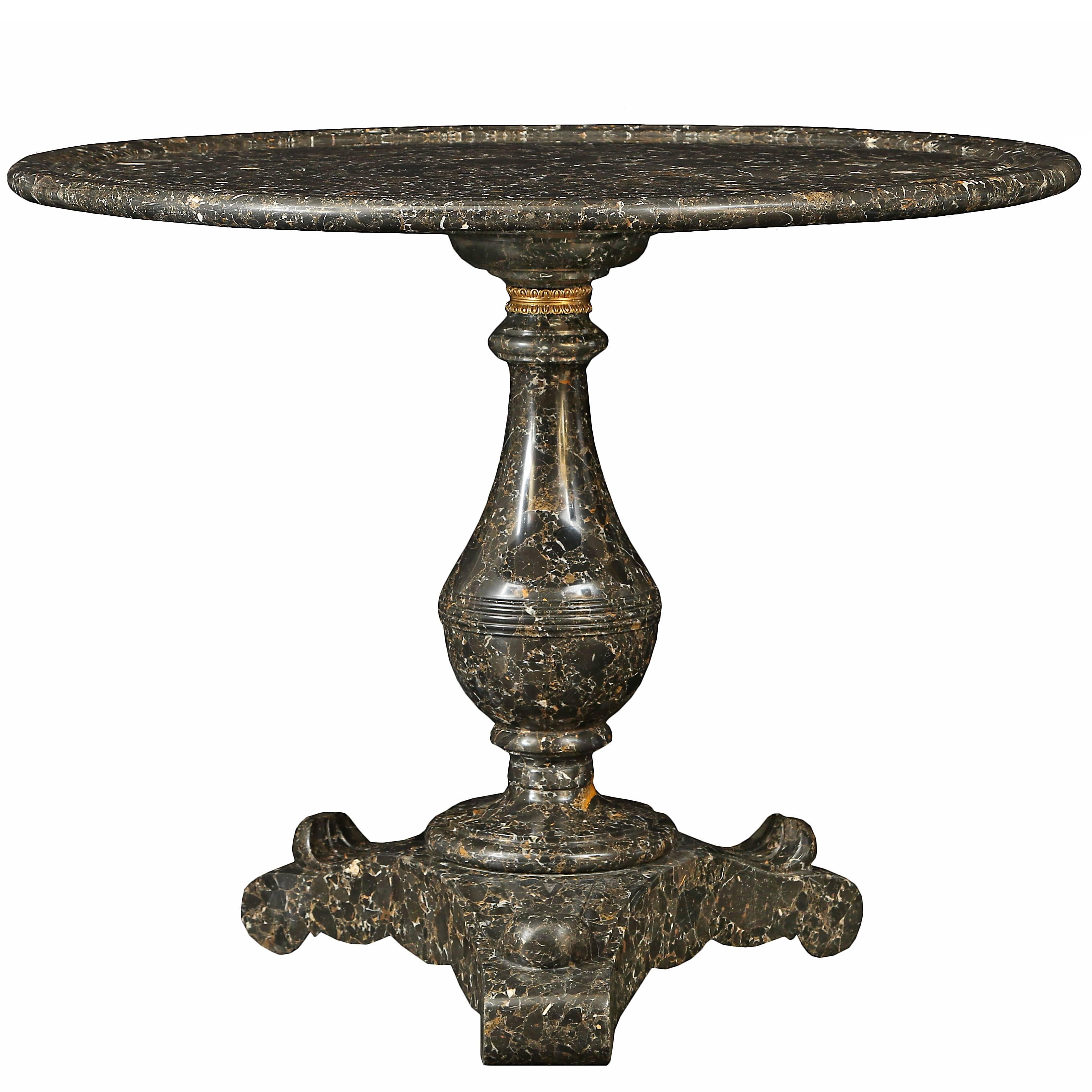 French 19th Century Charles X Period Solid Pyrénéese Portor Marble Table