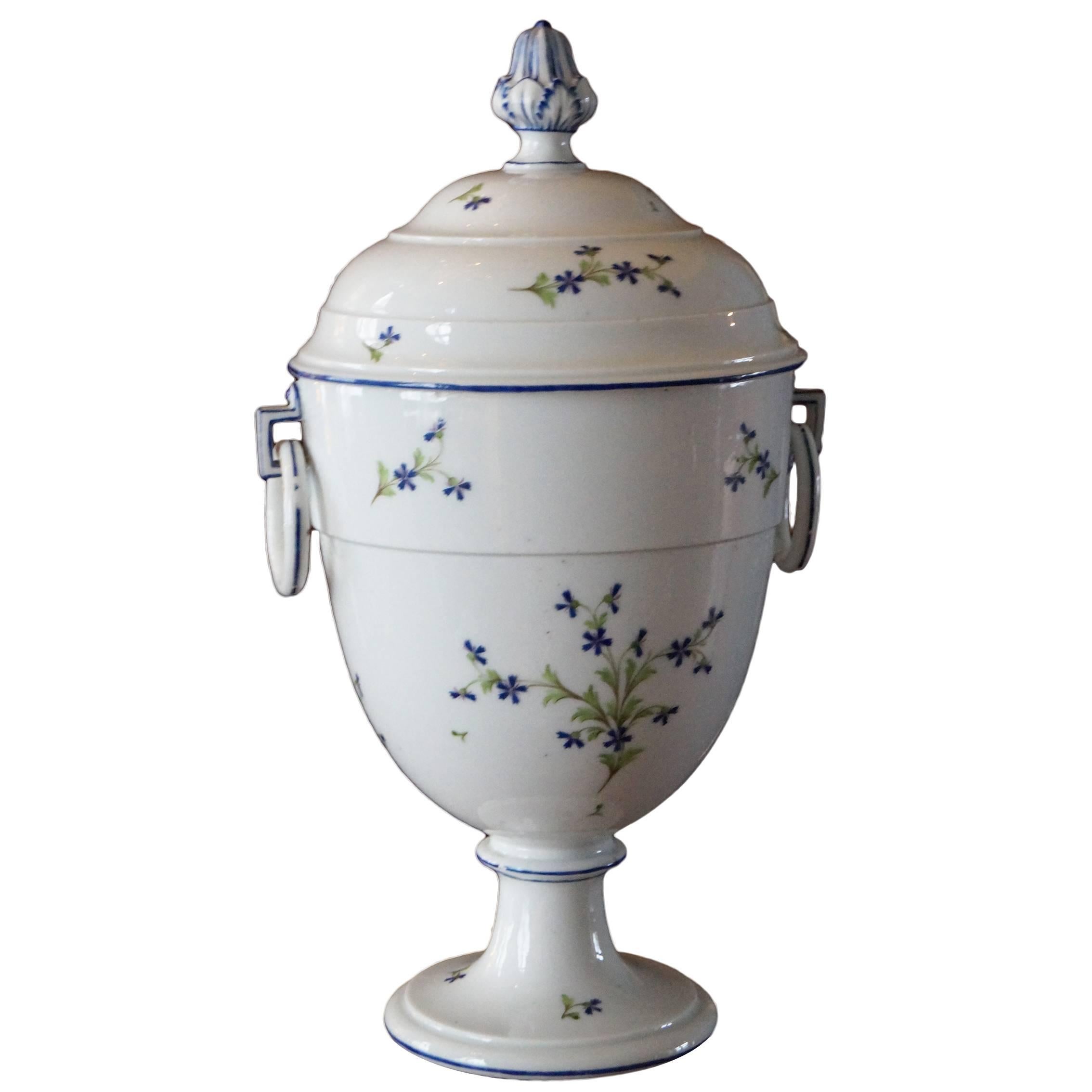 Unique Niderviller Porcelain Vase with "Fleurs Barbeaux, ” France, 1790