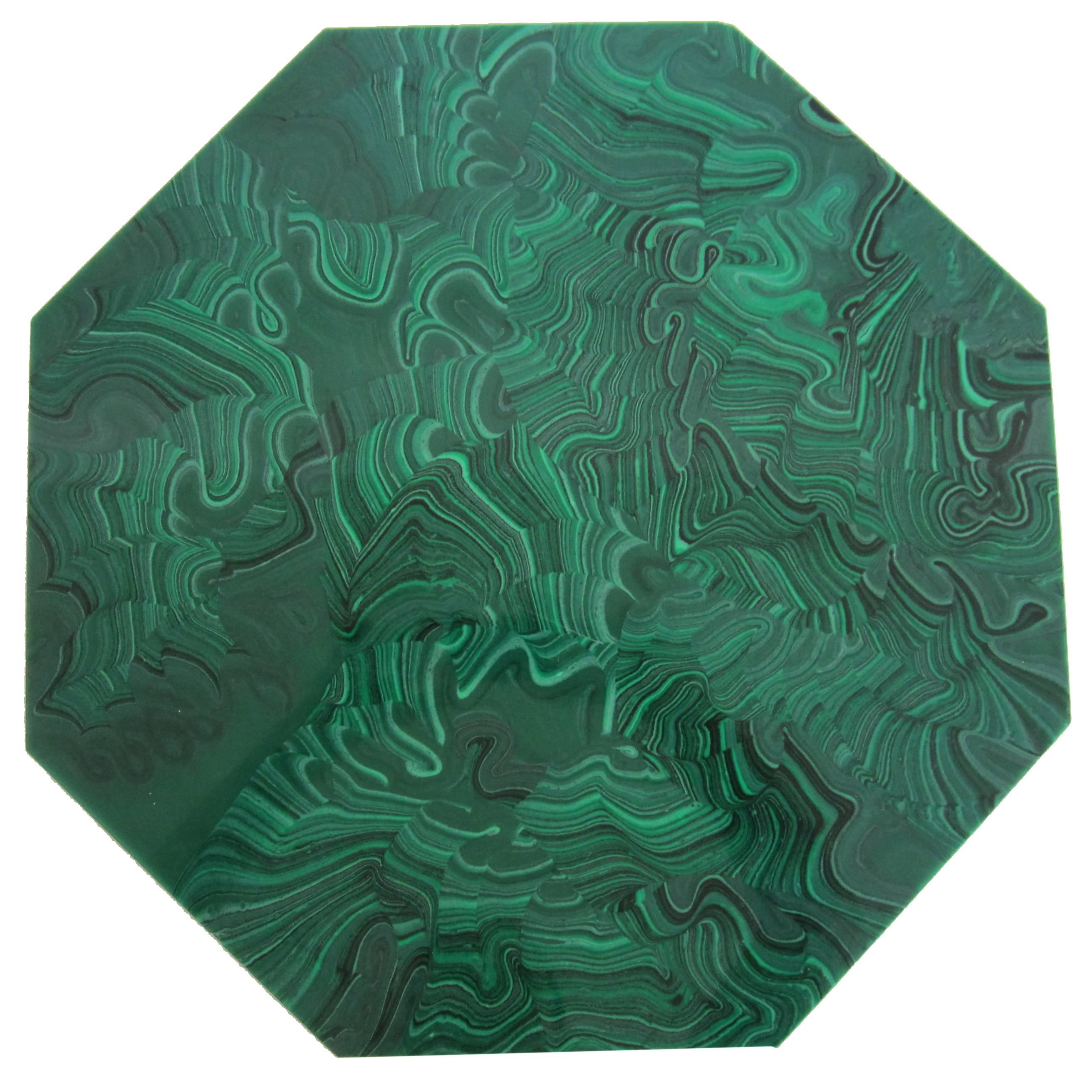 Vintage Modern Green Malachite Style Lazy-Susan, 1980s