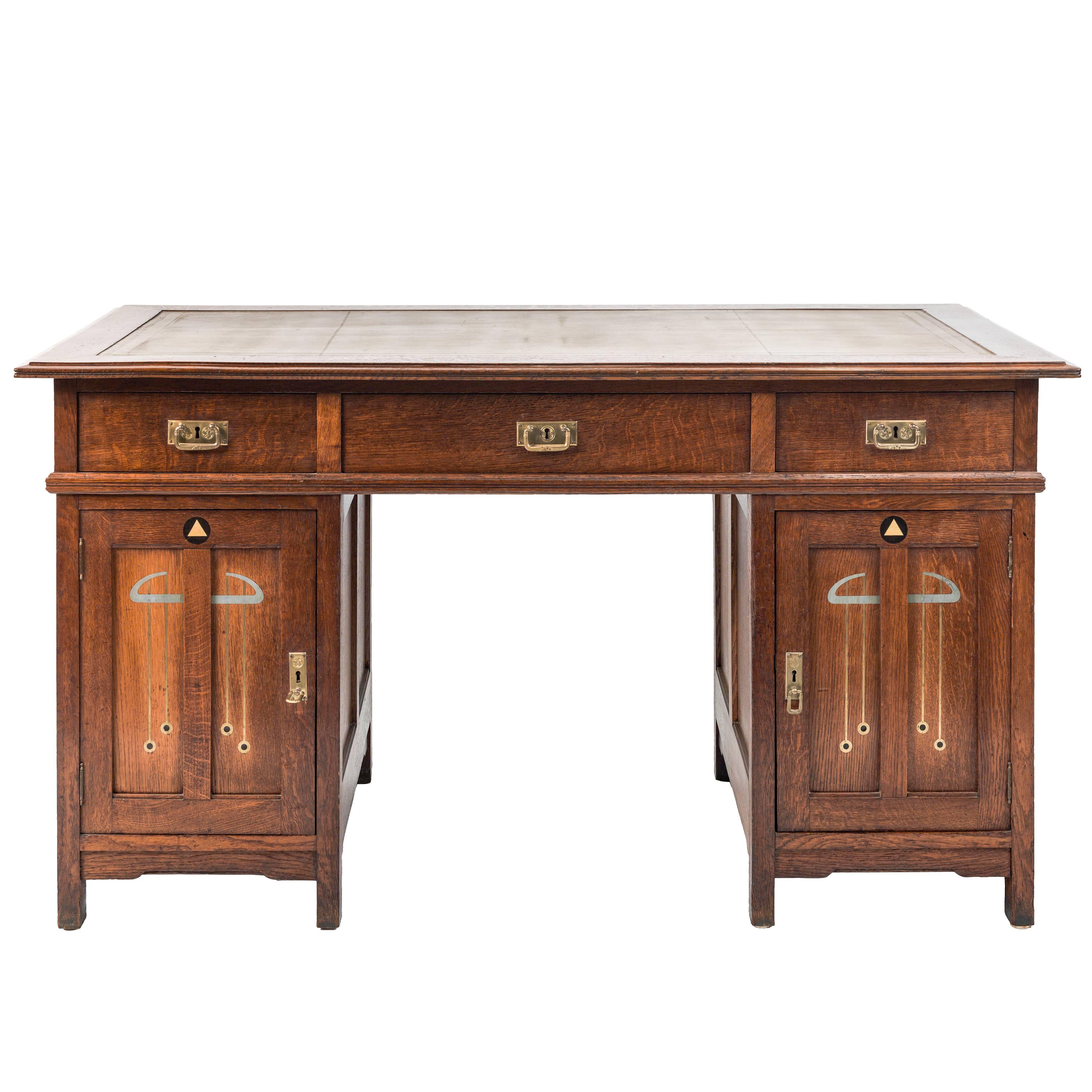 Exceptional Inlaid Secessionist Desk For Sale