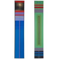 Pair of Eric Alberts Mixed-Media Abstracts, Signed