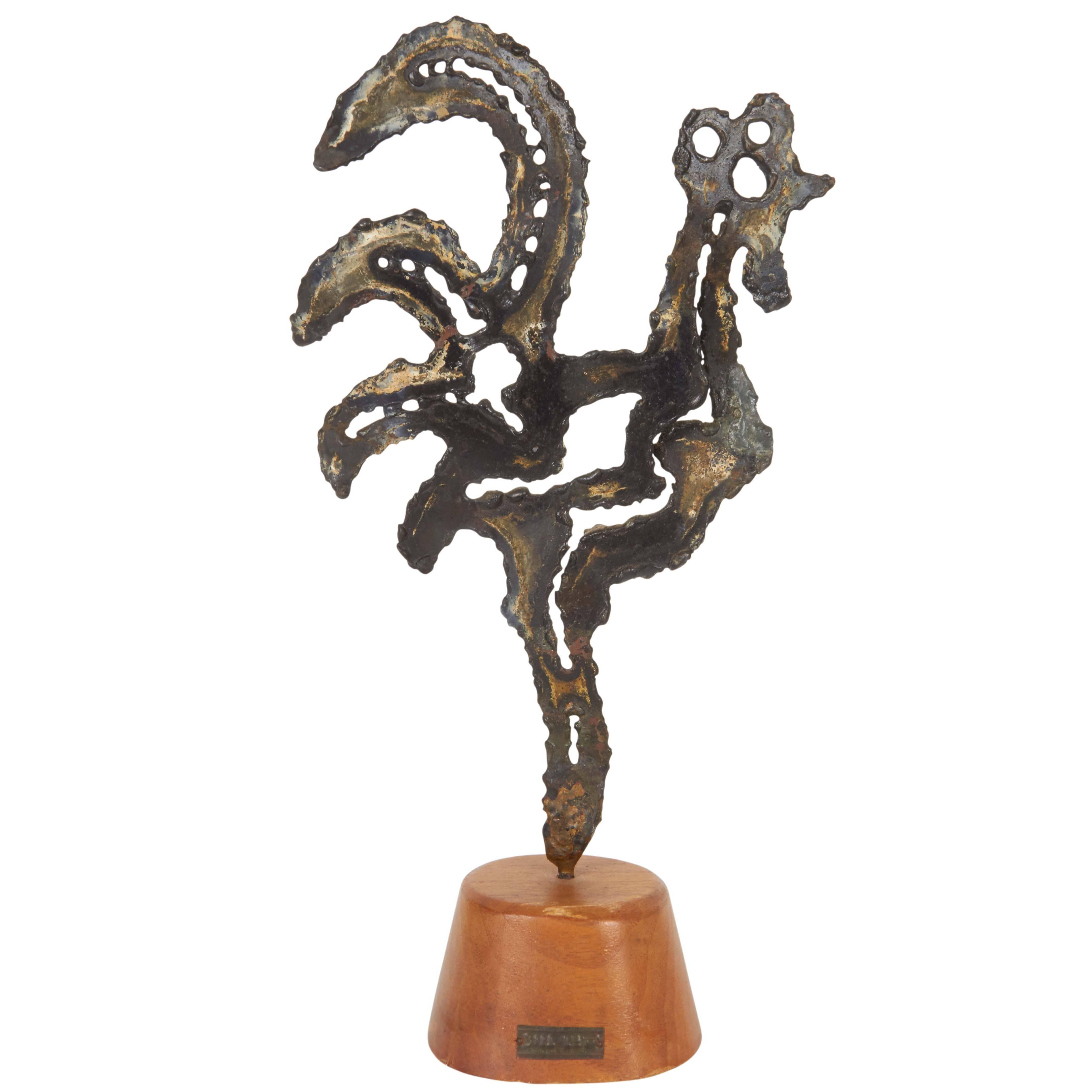 Bill Lett Brutalist Rooster in Bronze For Sale