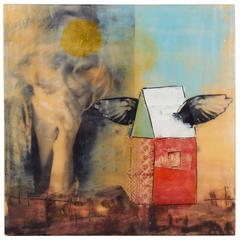 Surrealist Encaustic Painting on Wood 12