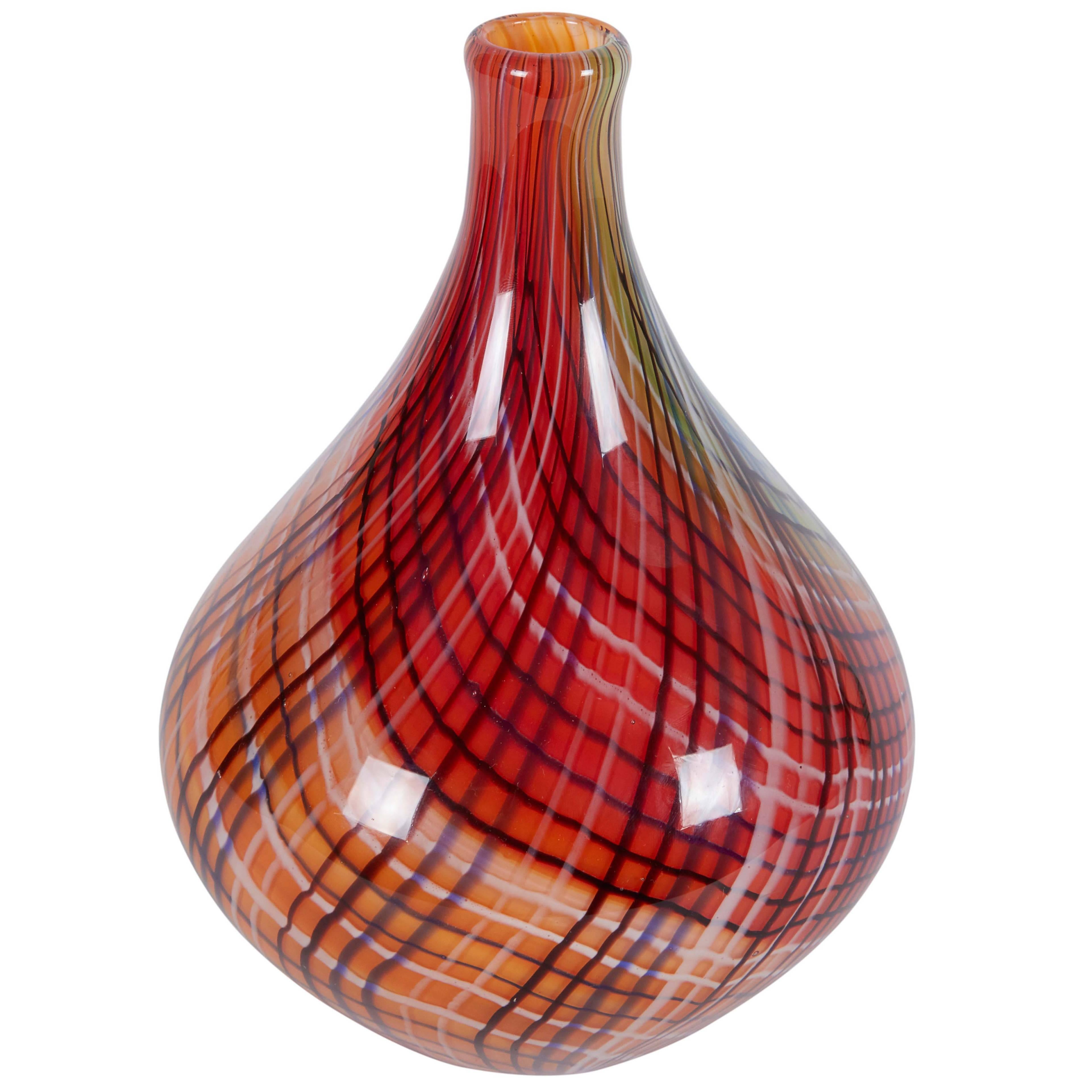 Striped Teardrop Glass Vase at 1stDibs