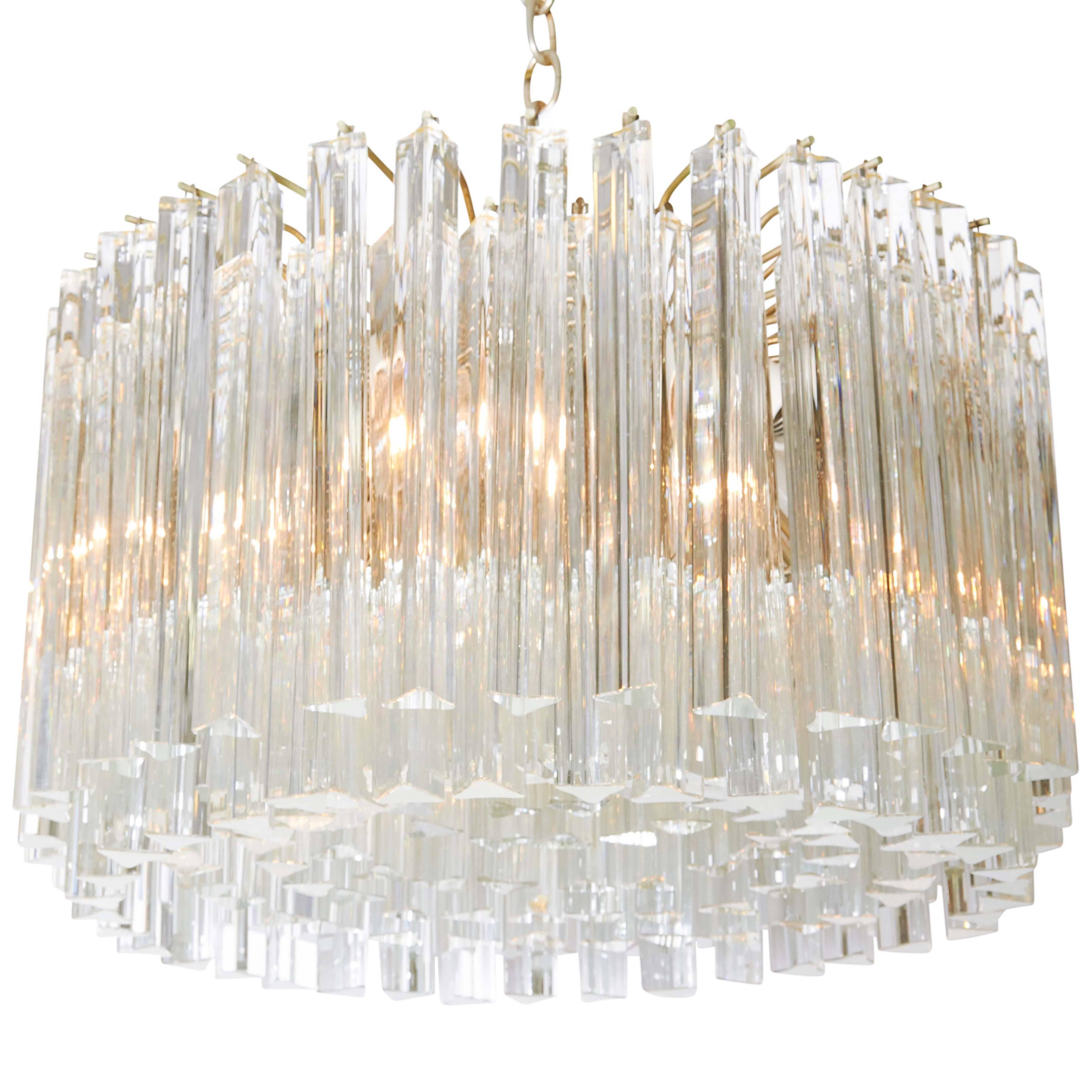Venini Glass Prism Chandelier by Camer