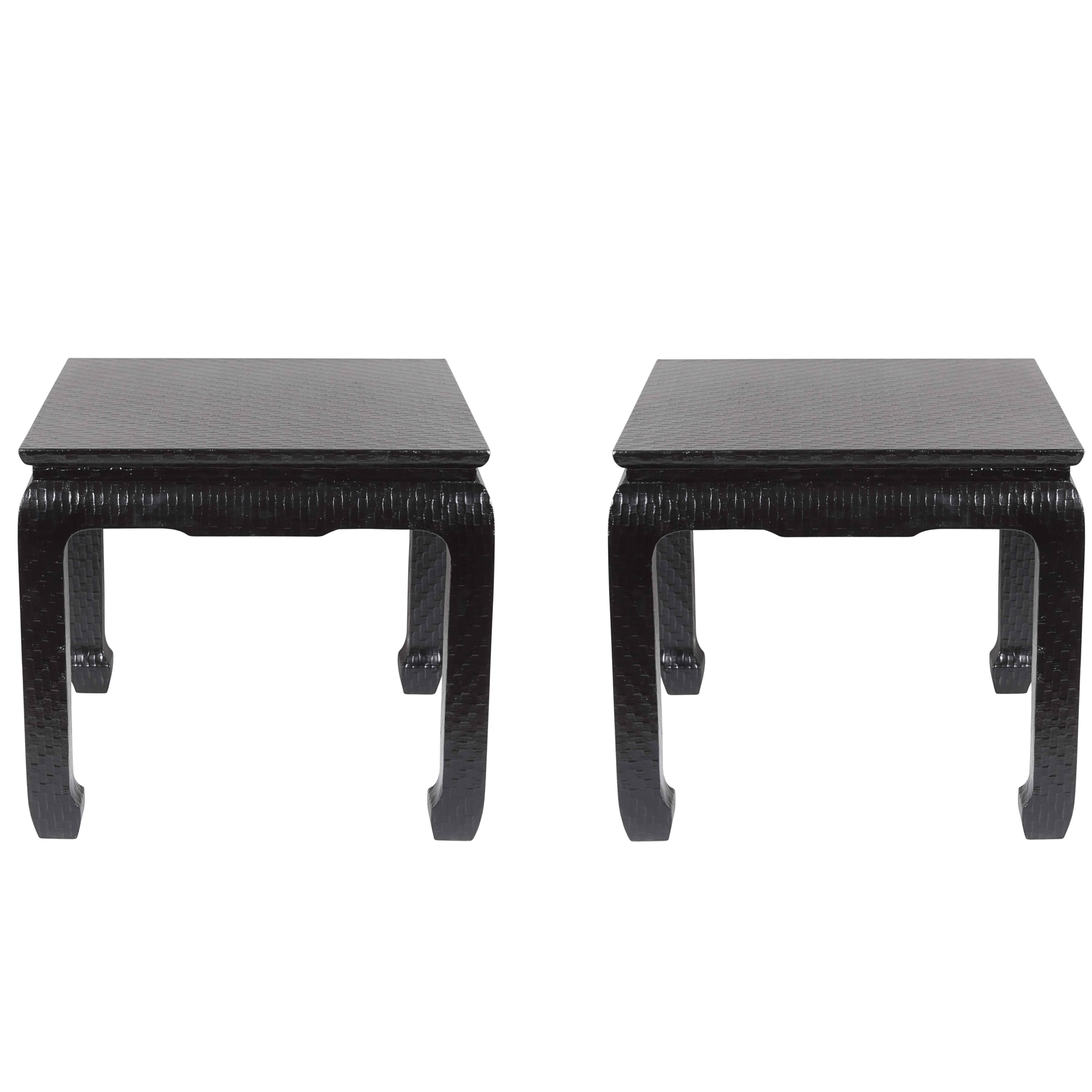 Pair of Baker Asian Style Side Tables