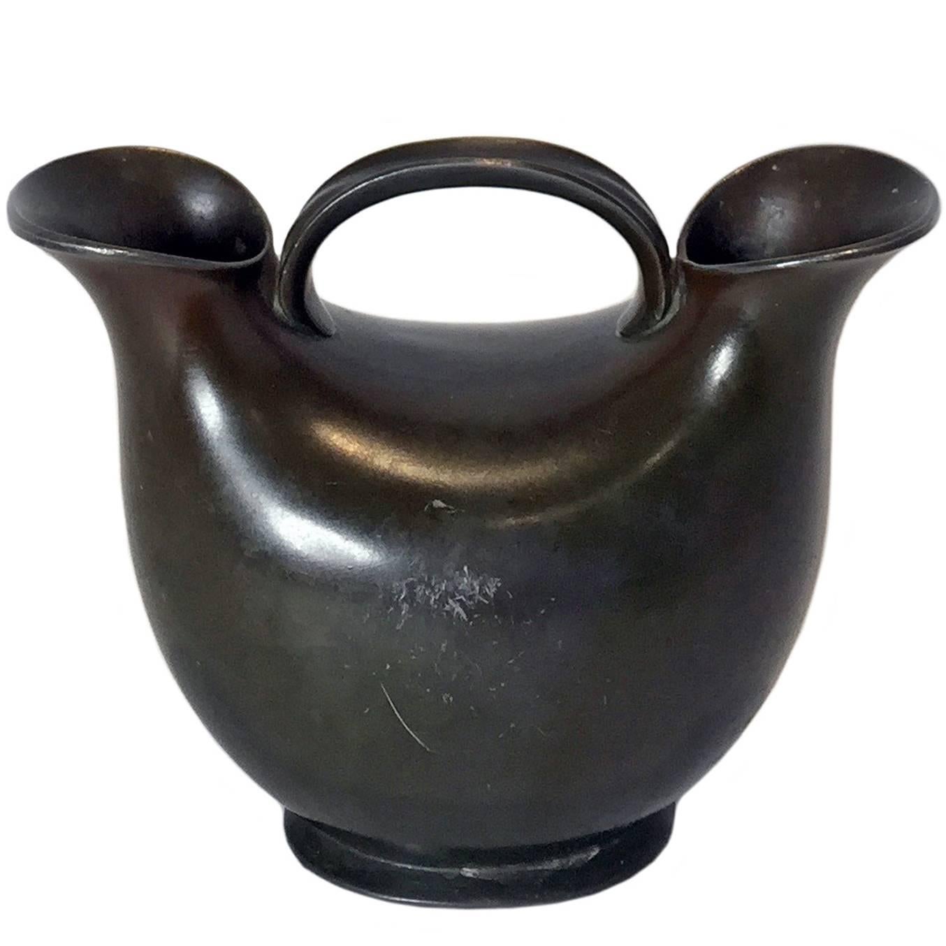 Bronze Double Fluted Bud Vase