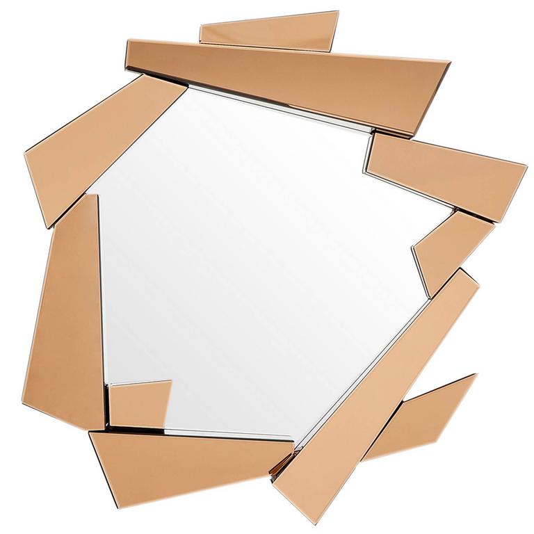 Mirror Glass Kolea Amber with Frame in Amber Colored Mirror Glass For Sale at 1stDibs