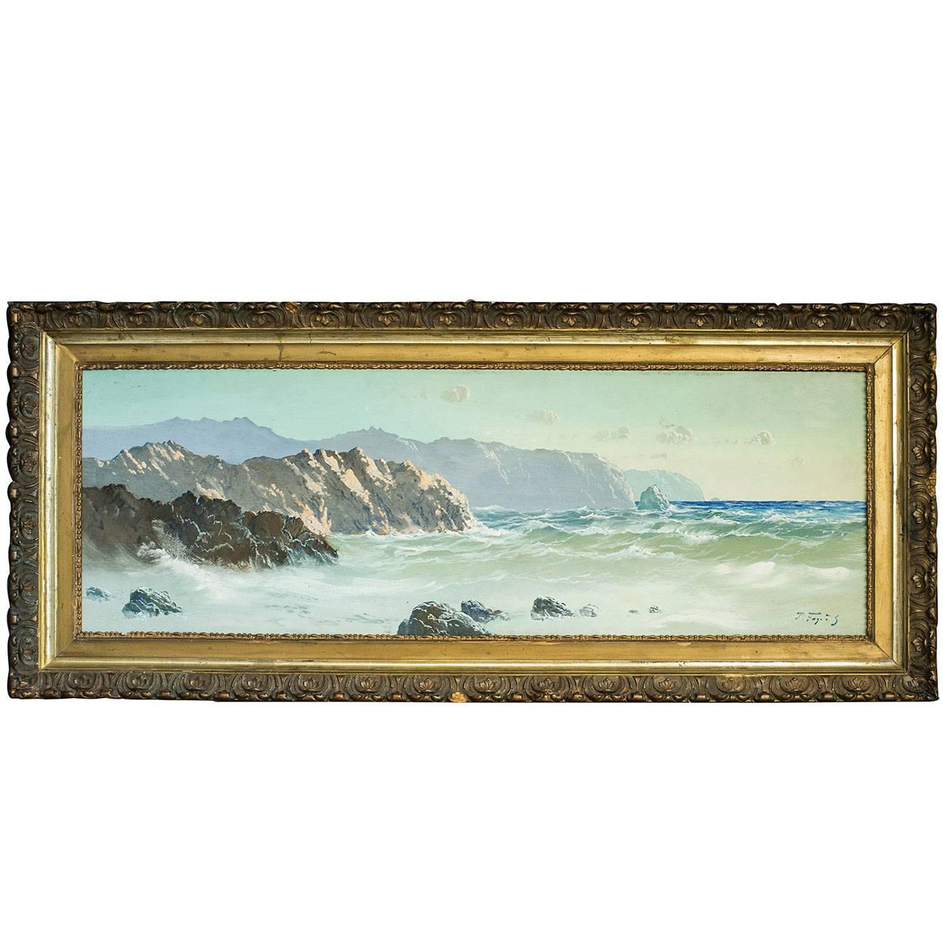 English Marine Landscape with Cliffs oil on canvas Painting