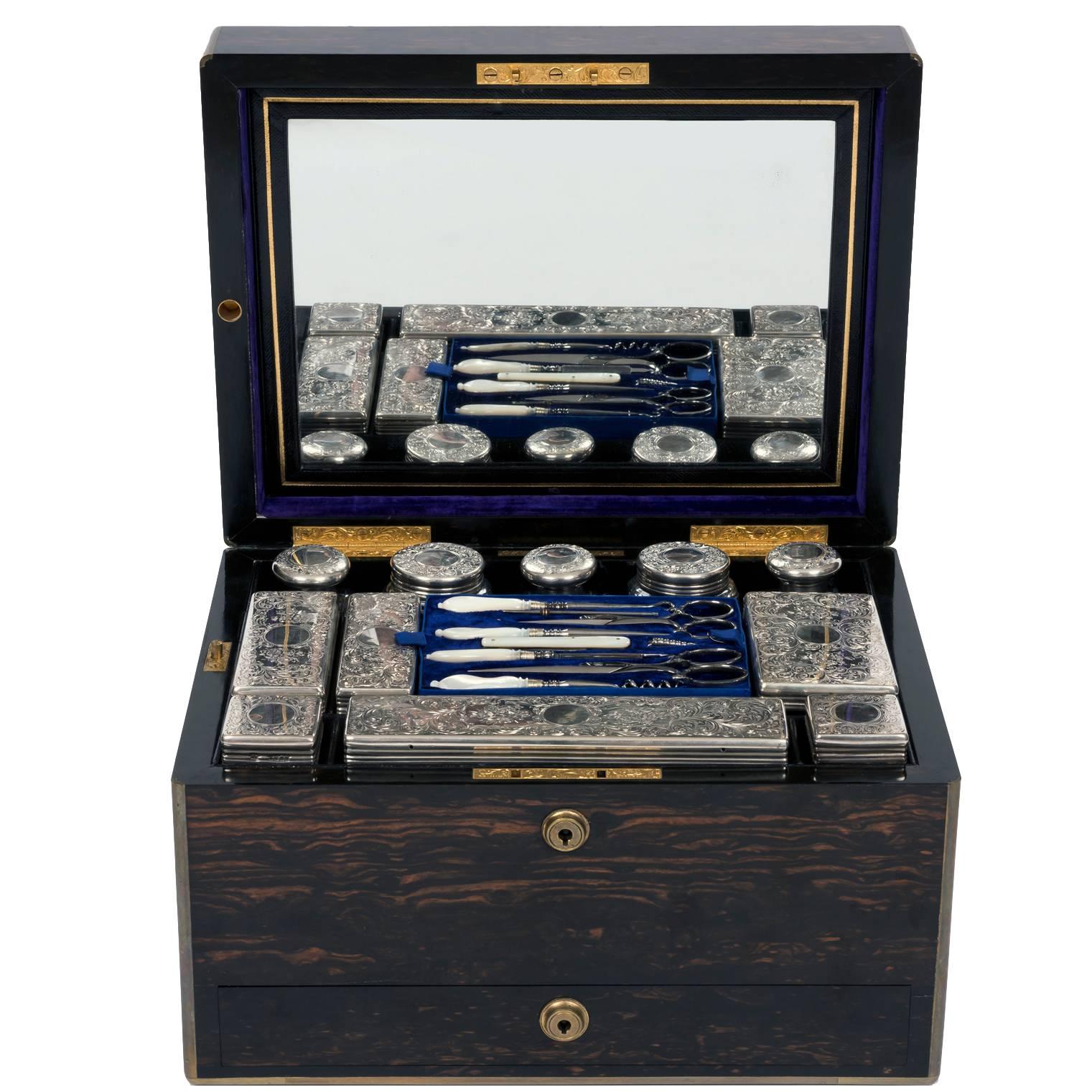 Immaculate and Apparently Unused Victorian Coromandel Dressing Case For Sale