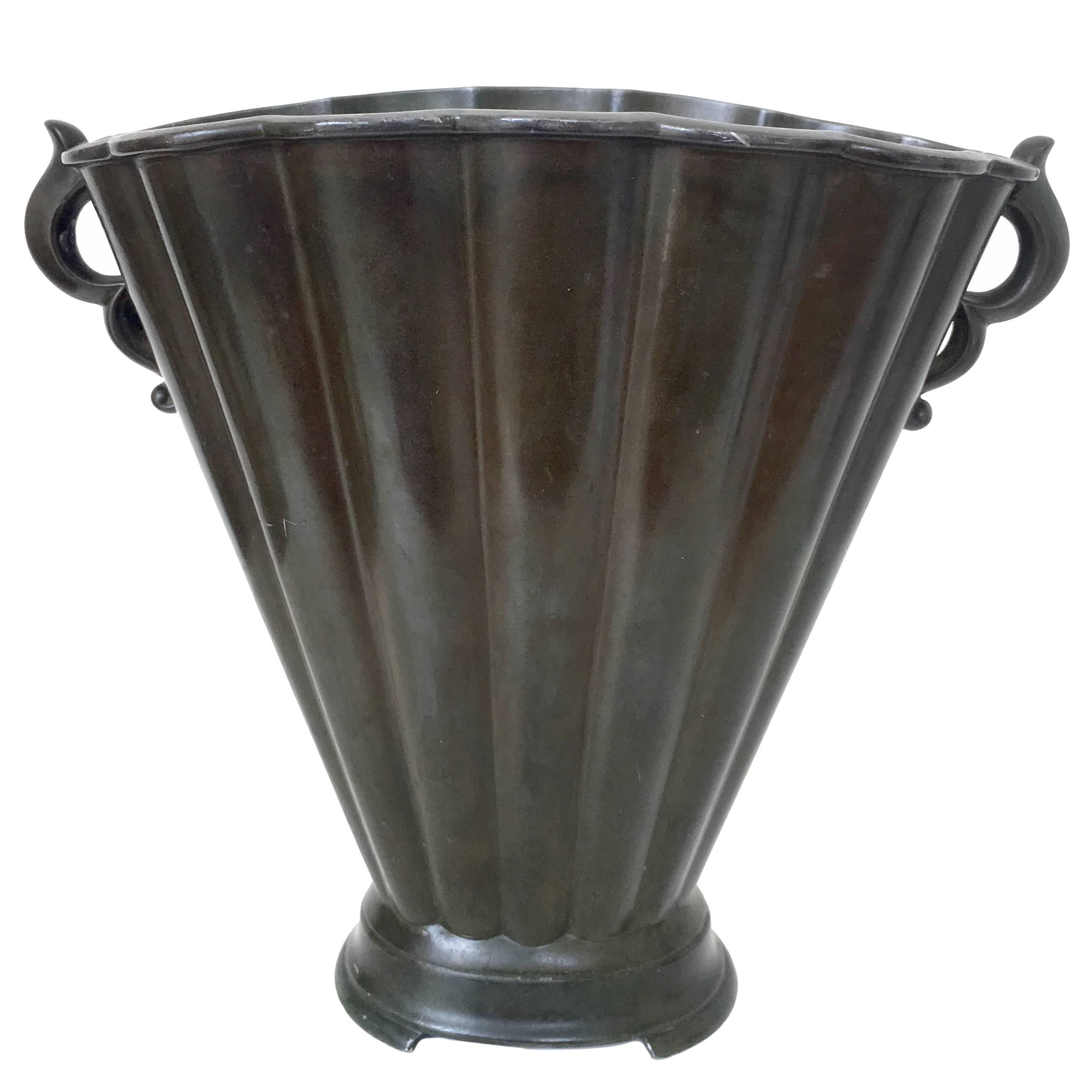 Fluted Just Andersen Vase, Signed For Sale