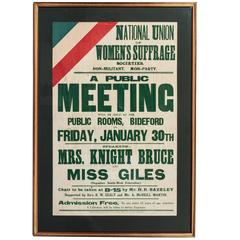 Early 1900s Suffragette Poster, Medal, Song Book and Related Material